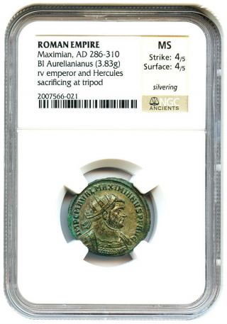 Ad 286 - 310 Maximian Bi Aurelianianus Ngc Ms (ancient Roman) photo
