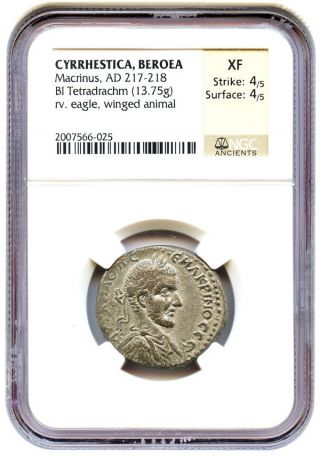 Ad 217 - 218 Macrinus Bi Tetradrachm Ngc Xf (ancient Roman) photo