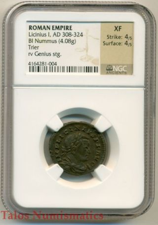 Roman Empire Licinius I (308 - 324 Ad) Bi Nummus Xf Ngc photo
