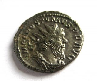 260 A.  D British Found Emperor Postumus Roman Period Silver Antoninus Coin.  Ef photo