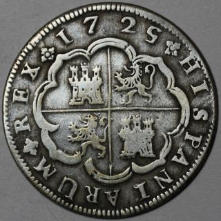 1725 Spain Rare Inverted Date 2 Reales (colonial Coin) Philip V Madrid Coin photo