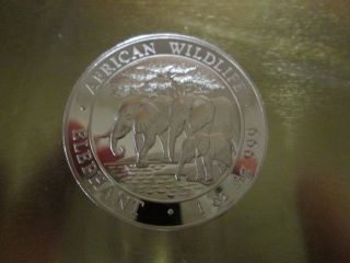 2013 Somali Republic African Elephant.  999 Fine Silver Oz Coin Round photo