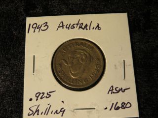 . 925 Silver Australia 1943 - S George Vi Arms Shilling Australian Wwii Coin - Flip photo