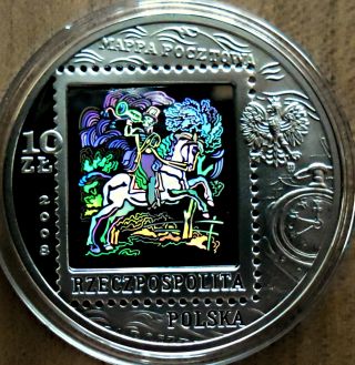 Poland 10 Zlotych,  2008,  Silver,  450th Anniversary Of The Polish Post photo