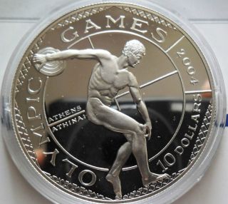 Cook Islands 10 Dollars,  2001,  2004 Summer Olympics - Athens,  Silver Proof photo
