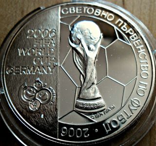 Bulgaria 5 Leva,  2003,  Fifa Soccer Trophy Cup,  28.  28 Grams Silver photo