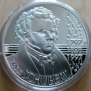 Austria 25 Ecu,  1997,  Schubert,  Silver Proof photo