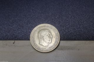 1966 Spain Una Peseta Francisco Franco Caudillo Coin photo
