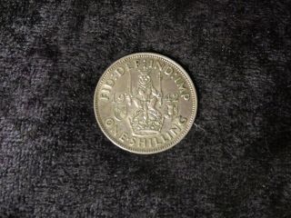 Silver Great Britain 1942 George Vi Lion Seated Shilling British Wwii Coin - Flip photo