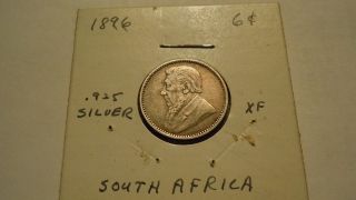 1896 South Afirca 6 Cents / 6 Pence.  Very.  Xf/au ? U Grade photo