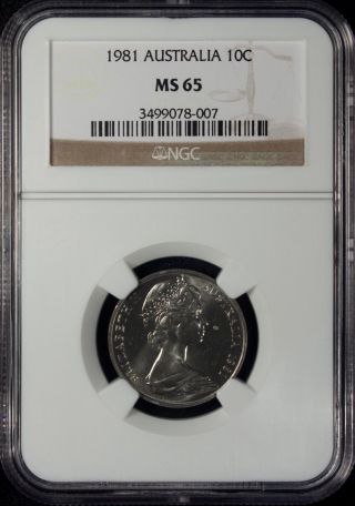 1981 Australia 10 Cents Ngc Ms 65 Unc Copper Nickel photo