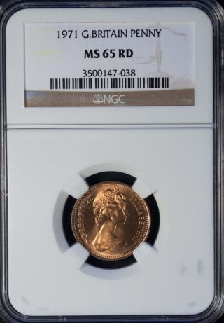 1971 Great Britain 1 Penny Ngc Ms 65 Rd Bronze photo