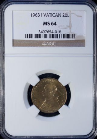 1963 I Vatican 20 Lire Ngc Ms 64 Unc Aluminum - Bronze photo