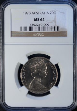 1978 Australia 20 Cents Ngc Ms 64 Unc Copper - Nickel photo