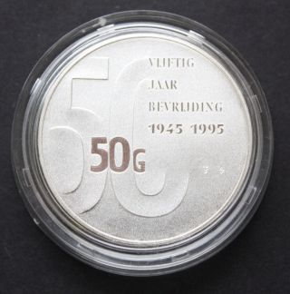 Netherlands 50 Gulden 1995 Silver 50th Anniversary Of Liberation photo