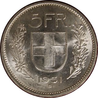 Svizzera Switzerland Suisse Helvetia 5 Franchi Francs 1931 Alphirt Rare Pf787 photo
