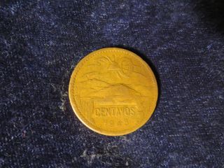 Mexico 1943 20 Centavos Wwii Antique Bronze Mexican Mxp 20 Cents Coin - Flip photo