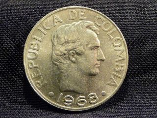 50 Centavos Coin - 1968 - Republic Of Colombia - Copper - Nickel Km 228 photo