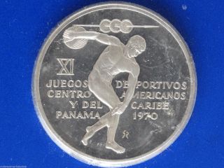 1970 Republic Of Panama Five Balboas Sterling Silver Proof Coin S1443 photo