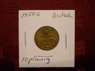 Germany 1950 - G 10 Pfennig Coin Km - 108 photo