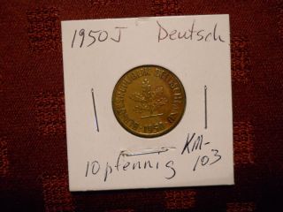 Germany 1950 J 10 Pfennig Coin photo