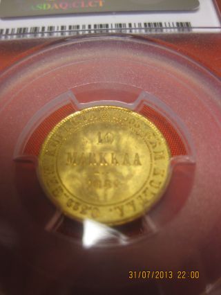 10 Markkaa 1881 - S Finland Ms 65 Pcgs Gold Coin Rare photo