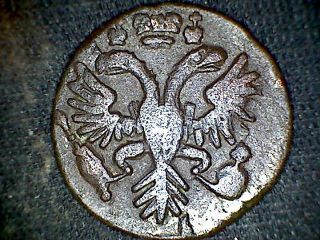 Russia Empress Anna 1734 Denga (1/2 Kopek) Copper Coin photo