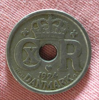 Denmark - Christian X - Copper - Nickel 10 Ore 1924 Km 822.  1 photo