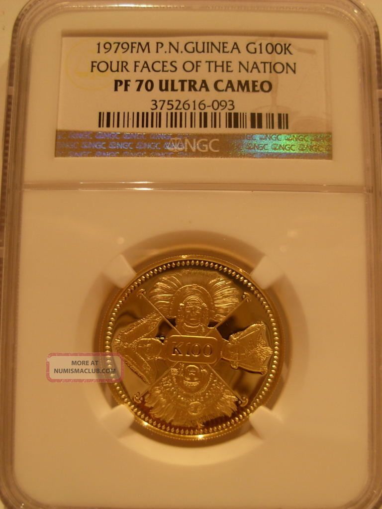 Papua Guinea 1979fm Gold 100 Kina Ngc Pf - 70uc Four Faces Of The Nation