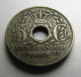 1921 Netherlandsch 5 Cent Nickle Coin - Netherlandsch East Indie Coin photo