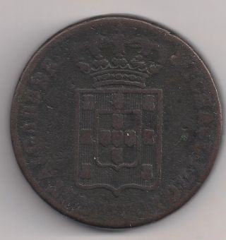 Portugal 40 Reis Or Pataco Huge/heavy Bronze 1829 D Miguel I Touches Border Fine photo