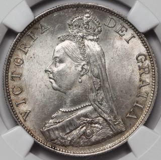 1887 Great Britain Silver Double Florin Coin Ngc Ms63 Arabic 1 Victoria Jubilee photo