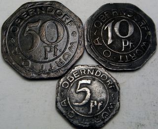 Oberndorf (germany) 5,  10,  50 Pfennig 1918 - Iron - Emergency Money / Notgeld photo