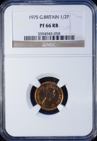 1975 Great Britain 1/2 Penny Ngc Pf 66 Rb Bronze photo