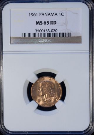 1961 Panama 1 Centesimo Ngc Ms 65 Rd Unc Bronze photo