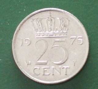 Netherlands - Holland 1975 Fine Grade 25 Cent - Quarter 0648 photo