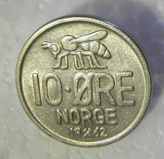 Norway - Olav V - Copper - Nickel 10 Ore 1962 Km 411 - V.  F photo