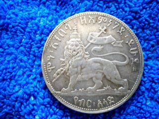 Ethiopia: Very Rare Silver 1/2 Birr 1889 Right Leg Raised About Extremely Fine photo