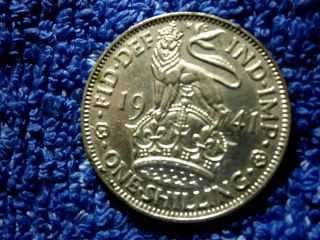 England: Scarce Silver Shilling: 1941 Uncirculated++++/brilliant Uncirculated photo