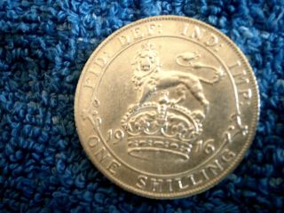 England: Scarce Grade Silver Shilling 1916 About Uncirculated photo