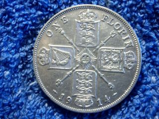 Silver Florin: Scarce 1914 Extremely Fine++++ To About Uncirculated photo