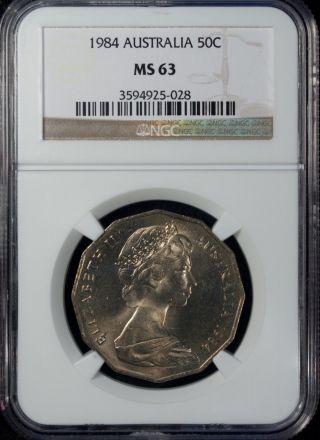 1984 Australia 50 Cents Ngc Ms 63 Unc Copper Nickel photo