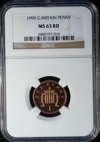 1990 Great Britain 1 Penny Ngc Ms 63 Rd Bronze photo