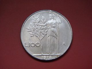 Italy 100 Lire,  1978 Coin.  Minerva photo