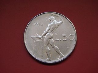 Italy 50 Lire,  1978 Coin.  Vulcan photo