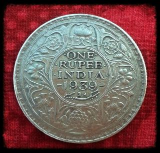1939 British India - King George Vi - One Silver Rupee Very Very Rare Coin photo