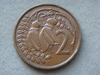 Zealand 2 Cents,  1975 Coin,  Kowhal Leaves photo