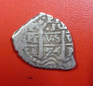 Bolivia Silver Macuquina Cob 1 Real 1654 (?) Potosí Minthouse - E (ensayador) photo