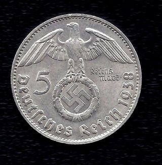Germany Nazi Silver 5 Reichsmark 1938 photo