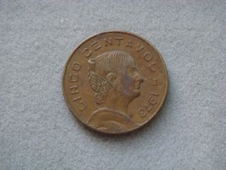 Mexico 5 Centavos,  1973 Coin.  